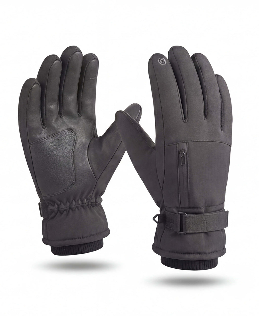 Insulated Winter Gloves with Wrist Strap and Pocket