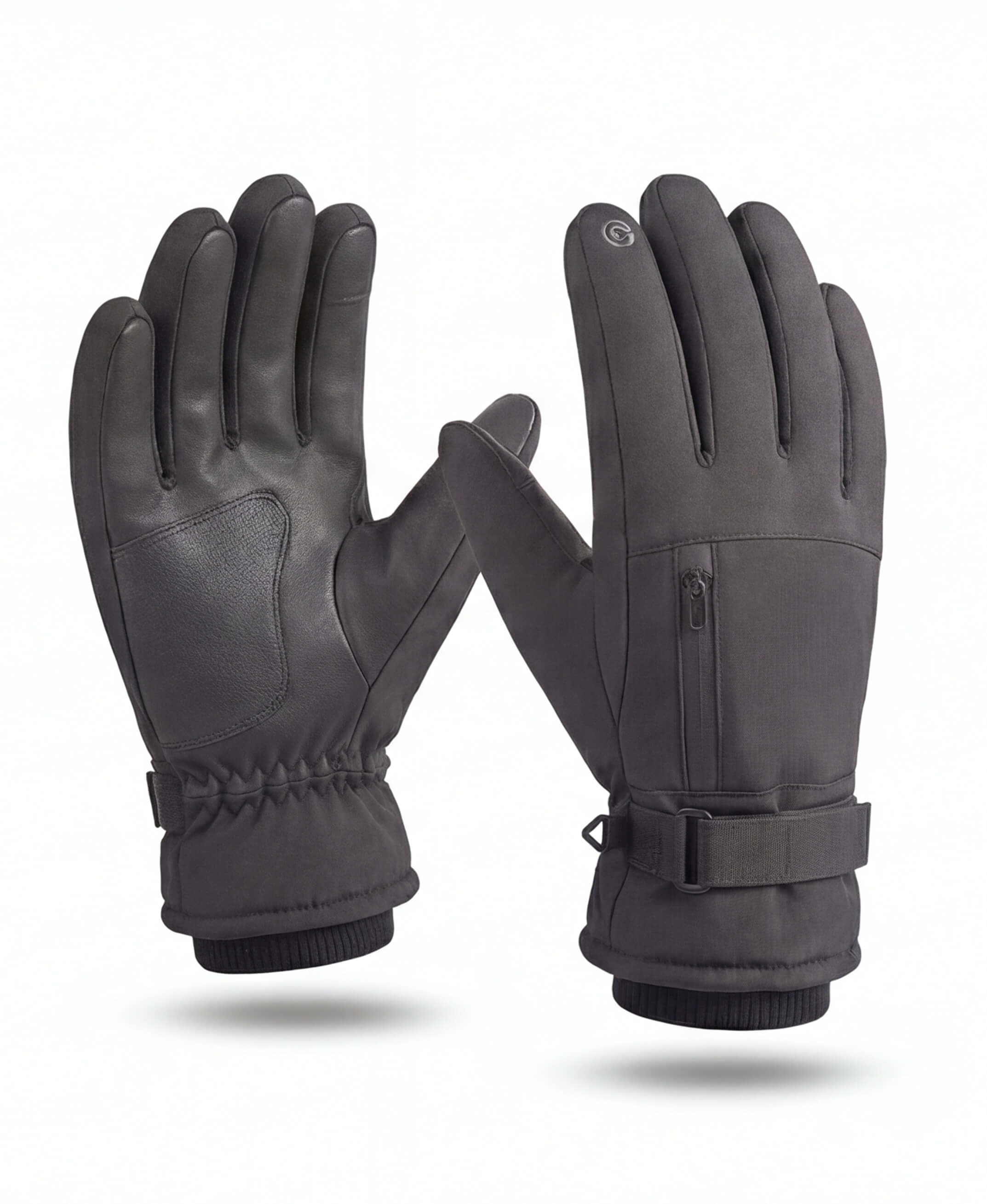 Insulated Winter Gloves with Wrist Strap and Pocket