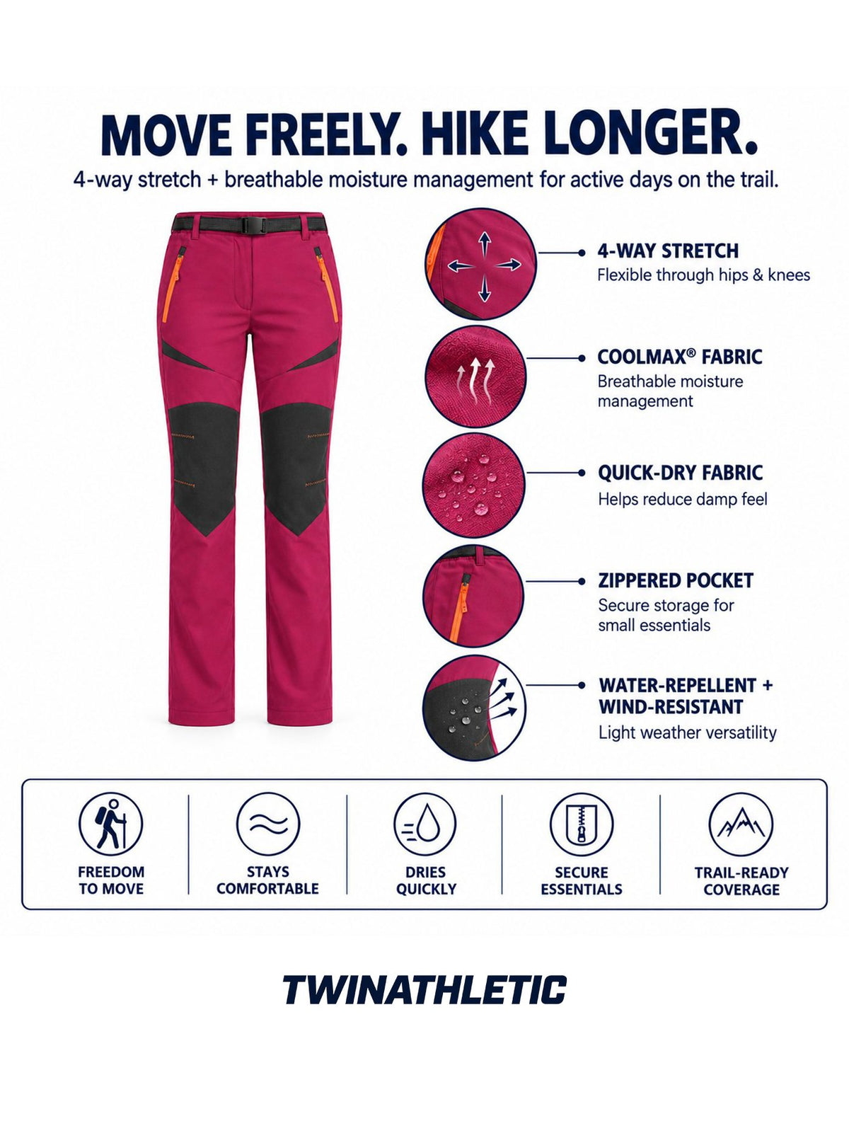 Women's 4-Way Stretch Quick-Dry Hiking Pants
