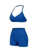 Women’s Gym Set One-Shoulder Bra and Shorts