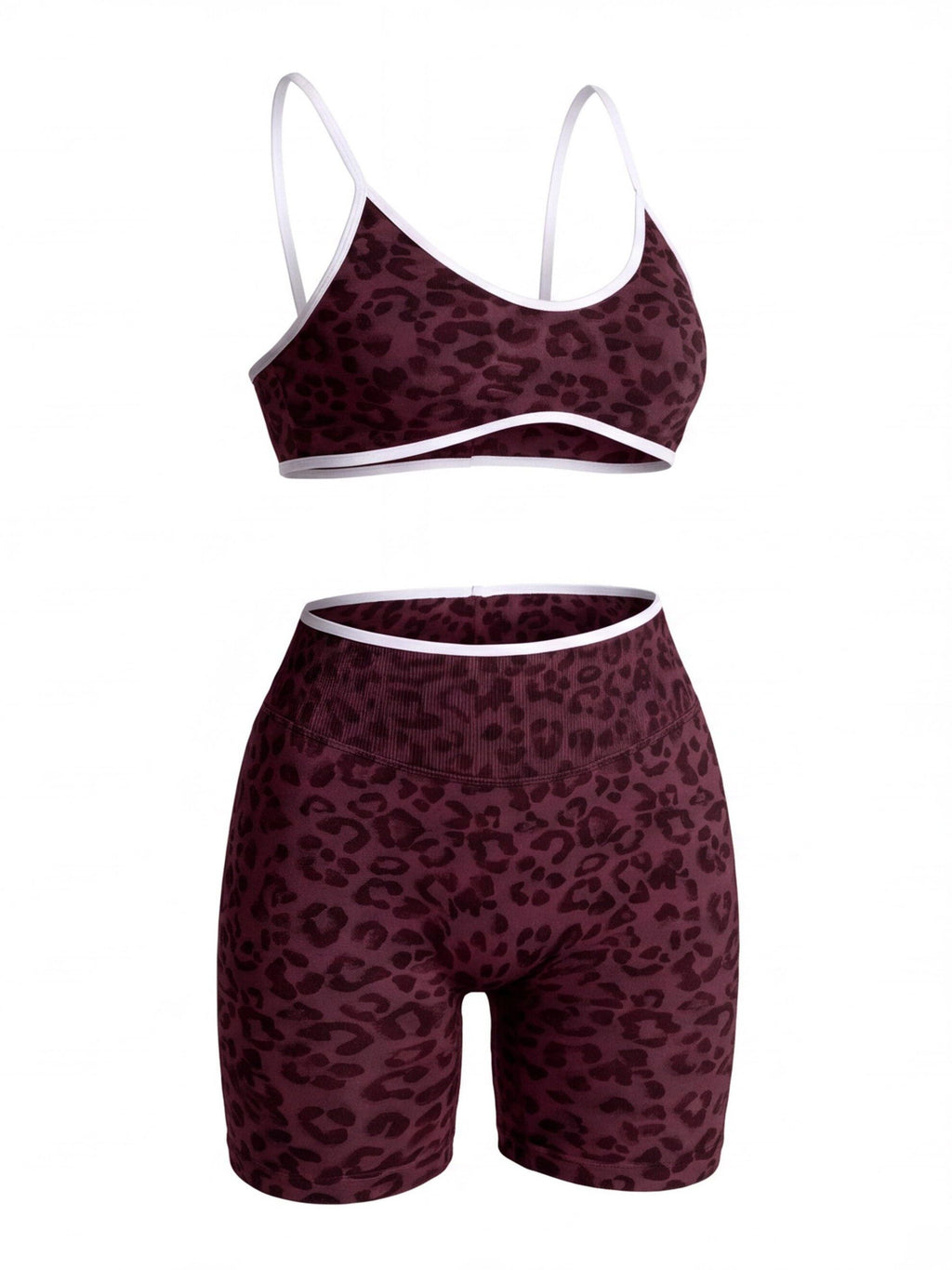 Leopard Two-Piece Sports Bra & Shorts Set