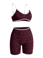 Leopard Two-Piece Sports Bra & Shorts Set