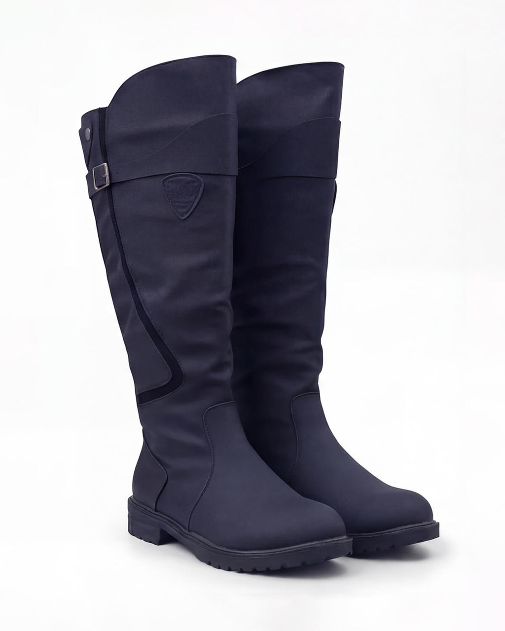 Knee-High Equestrian Riding Boots with Buckle Strap