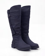 Knee-High Equestrian Riding Boots with Buckle Strap
