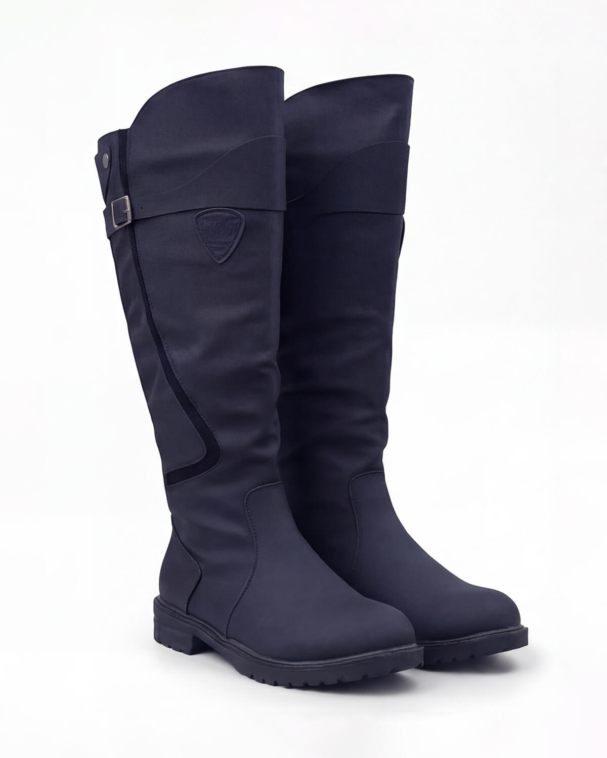 Knee-High Equestrian Riding Boots with Buckle Strap