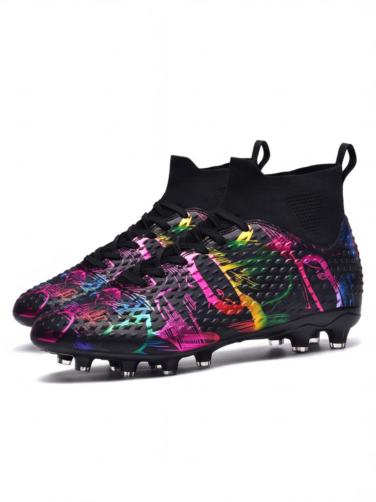 Soccer Cleats with Knit Collar and Textured Upper