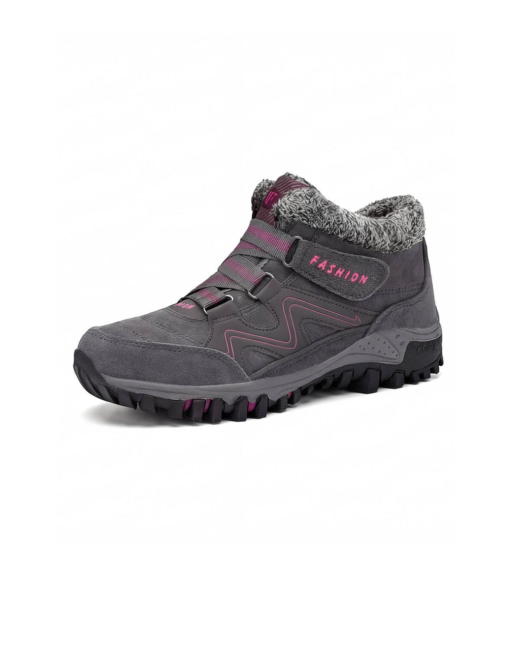 Fleece-Lined Winter Hiking Boots with Hook-and-Loop Straps