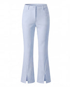 Golf Pants with Front Slit Hem and Belt Loops
