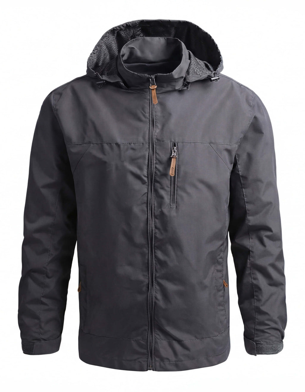 Men's Waterproof Hooded Windbreaker Jacket with Chest Pocket