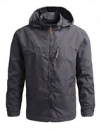 Men's Waterproof Hooded Windbreaker Jacket with Chest Pocket