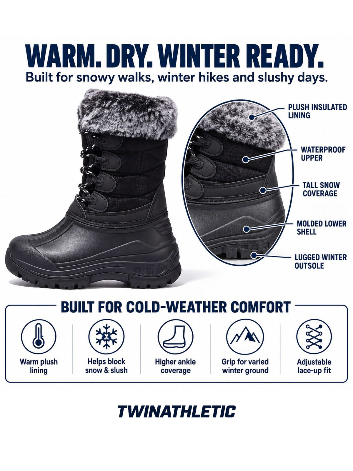 Waterproof Insulated Winter Hiking Boots