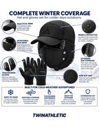 Winter Pilot Hat, Face Mask & Touchscreen Gloves Set