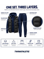 3-Piece Hoodie, Joggers & Puffer Vest Set