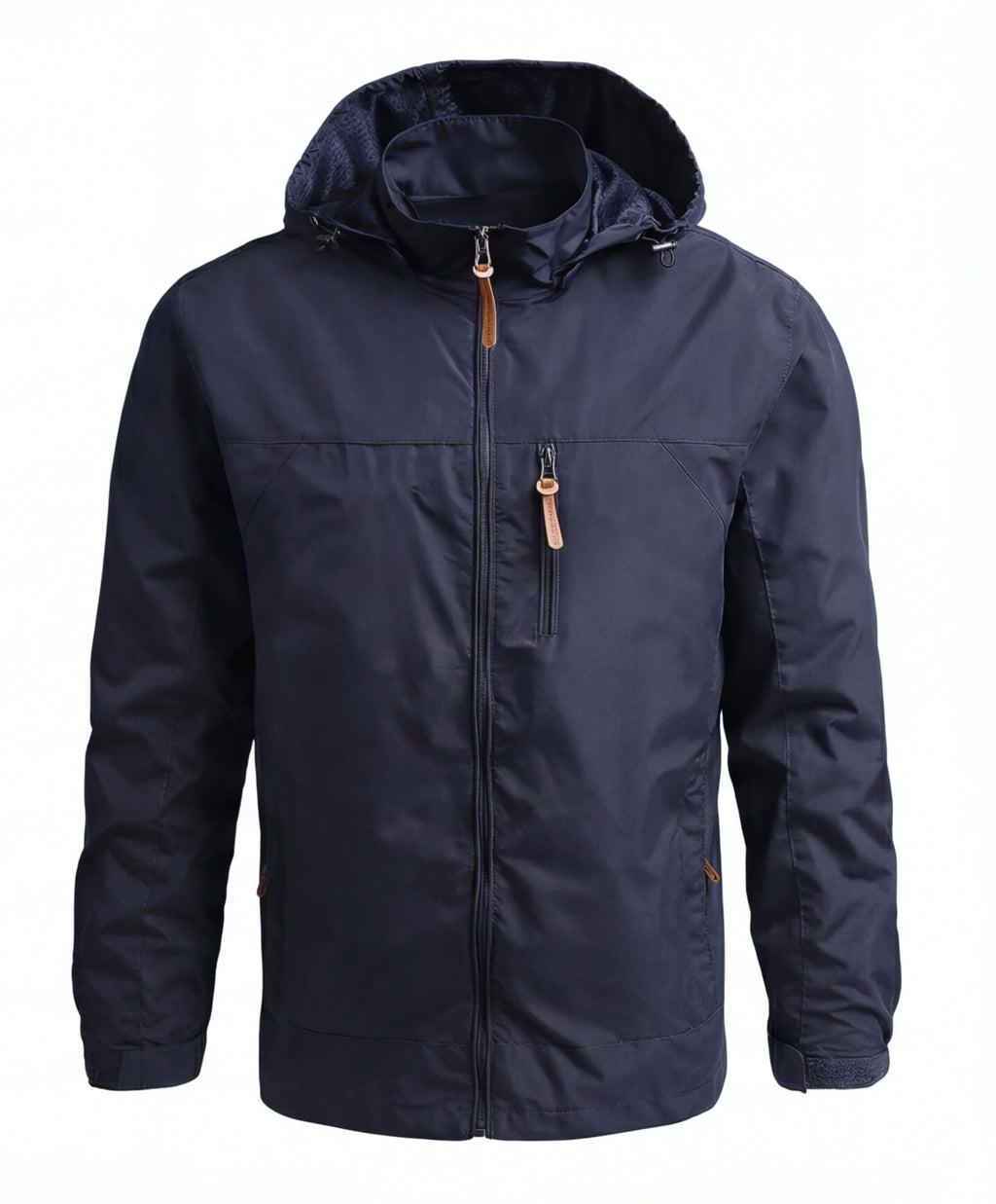 Men's Waterproof Hooded Windbreaker Jacket with Chest Pocket