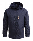 Men's Waterproof Hooded Windbreaker Jacket with Chest Pocket