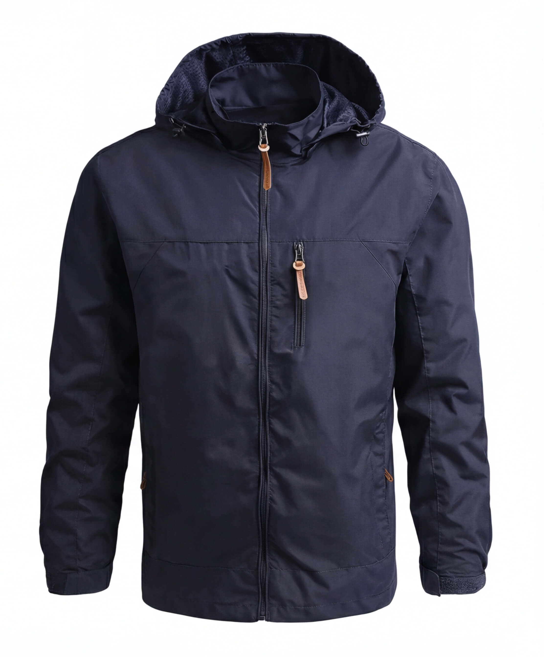 Men's Waterproof Hooded Windbreaker Jacket with Chest Pocket