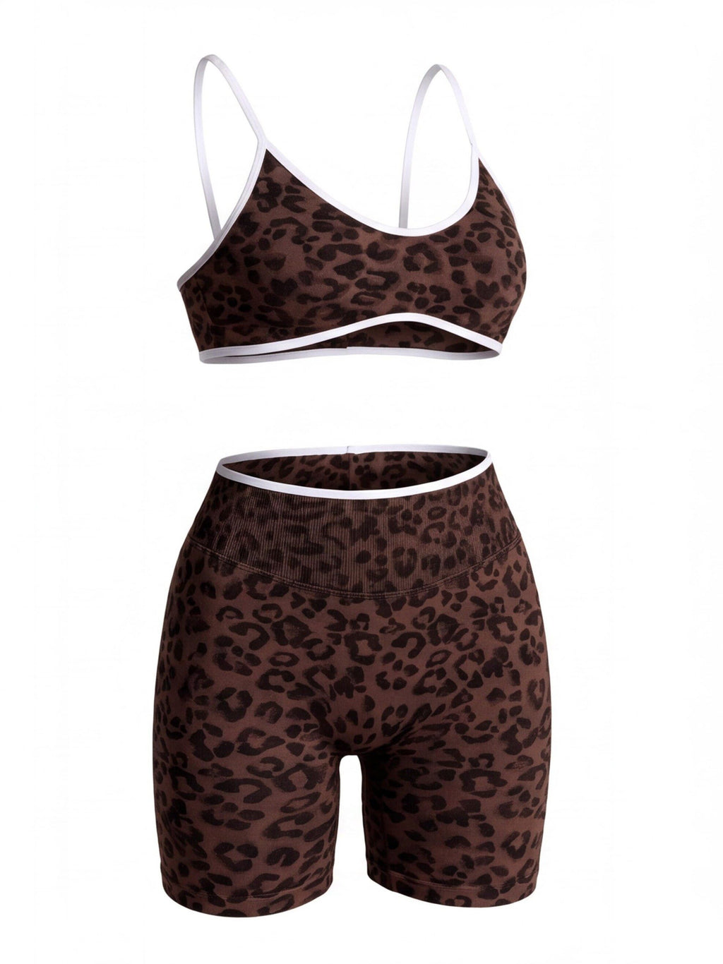 Leopard Two-Piece Sports Bra & Shorts Set