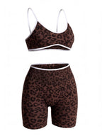 Leopard Two-Piece Sports Bra & Shorts Set