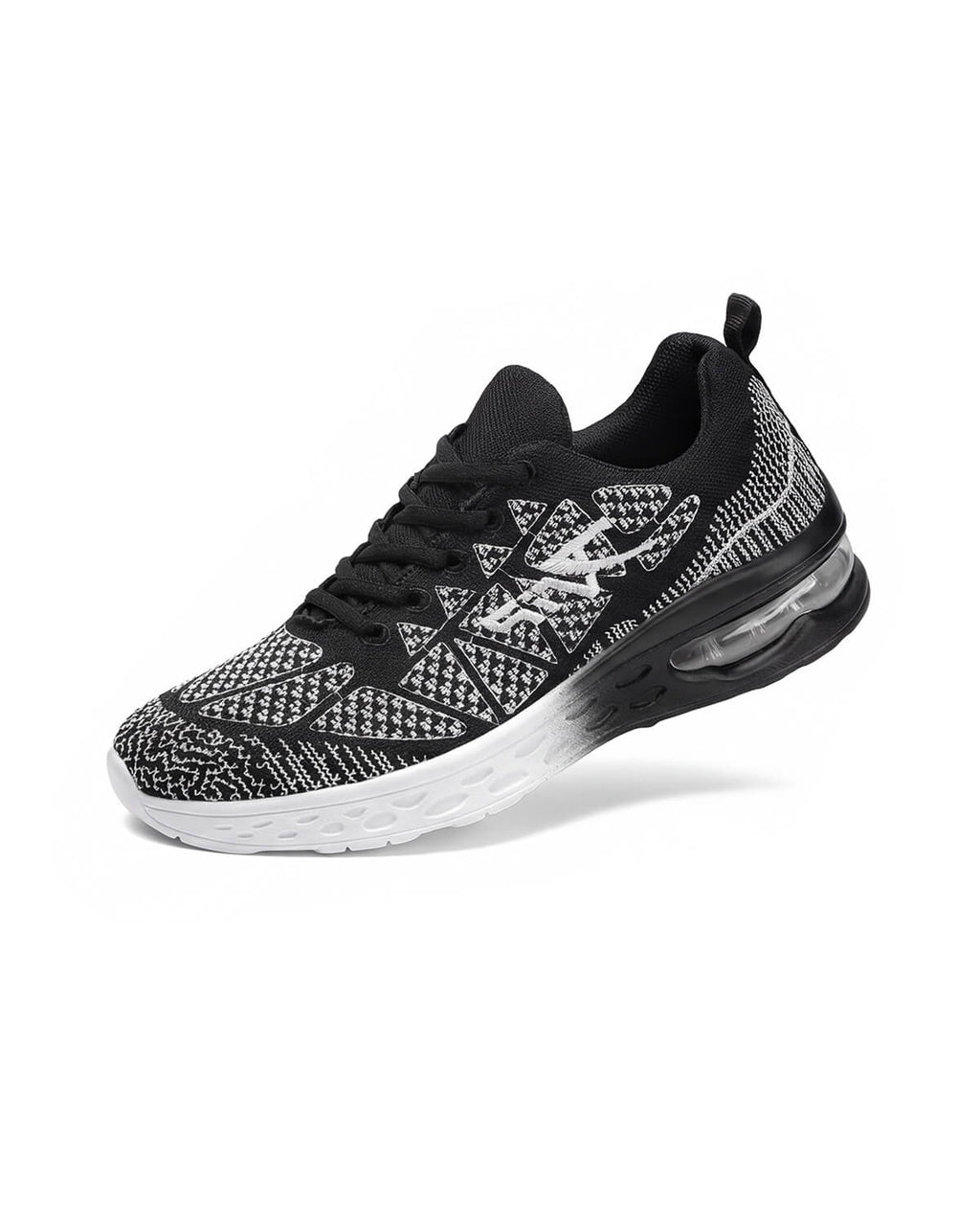 Air Cushion Knit Walking Sneakers with Heel Pull-Tab