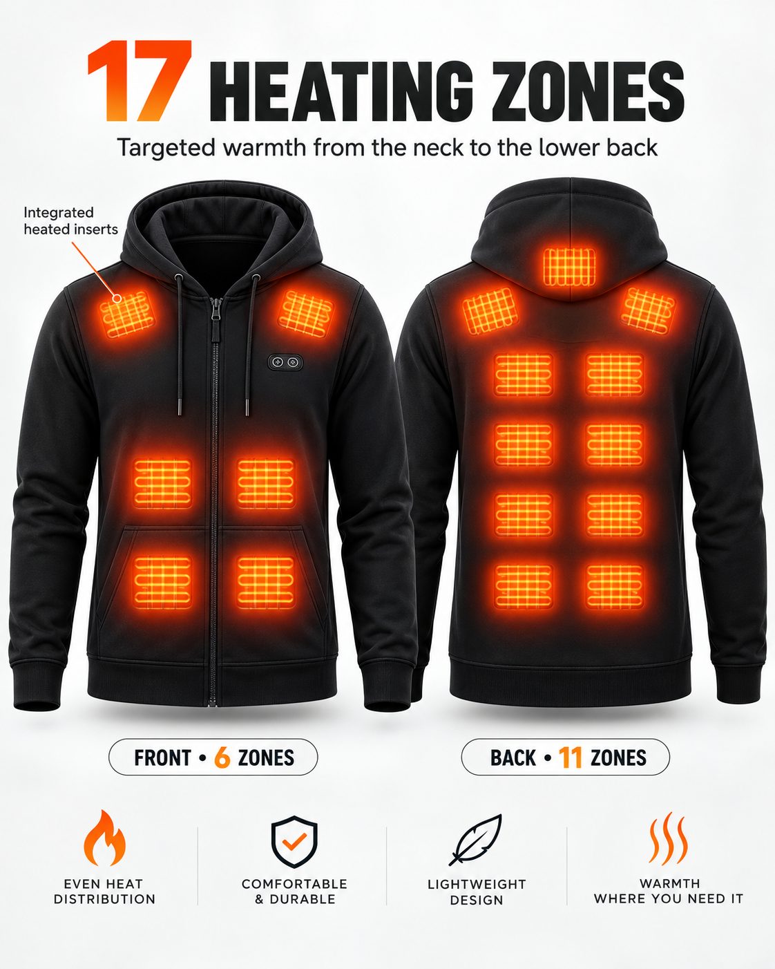 17-Zone Heated Full-Zip Hoodie