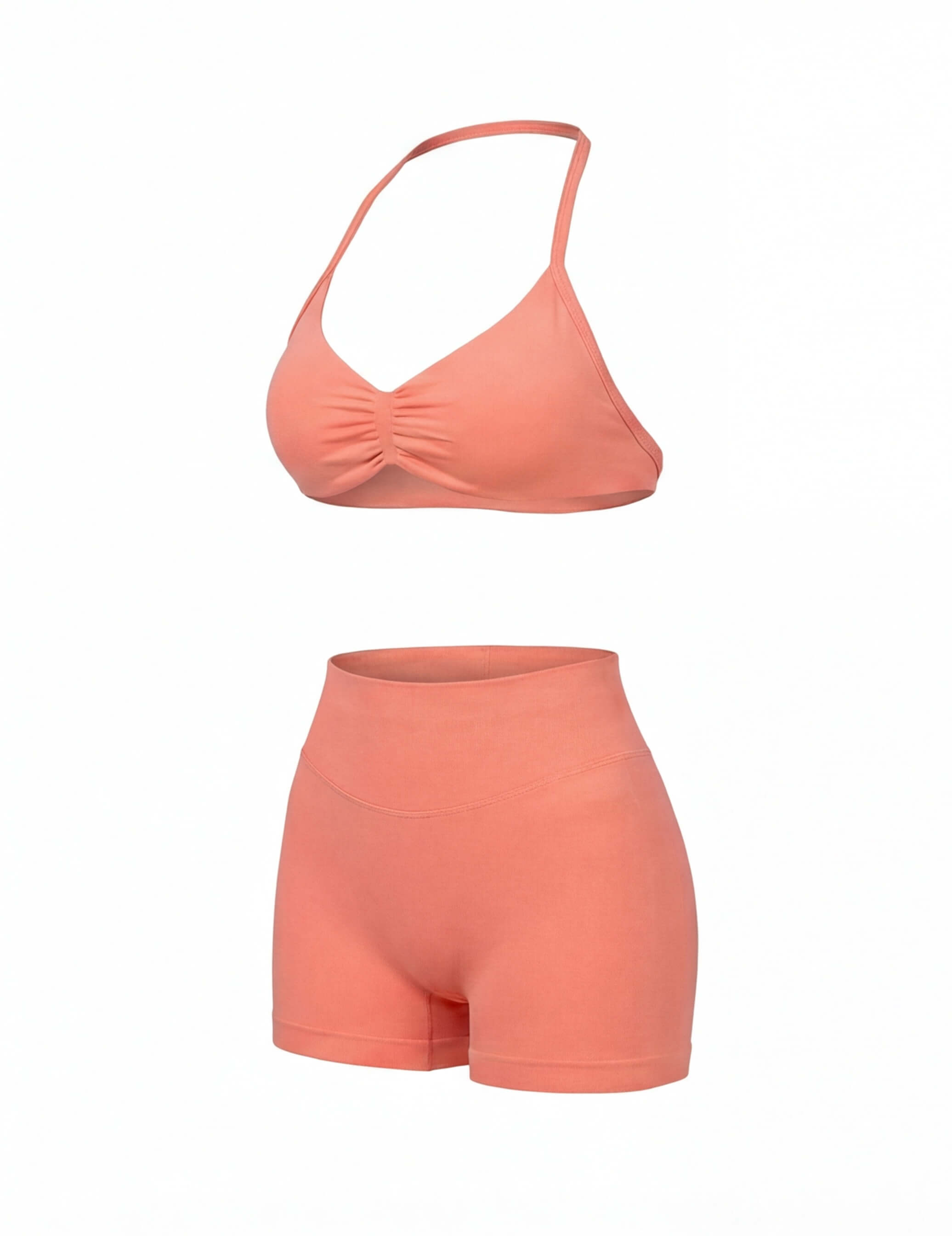 Women’s Gym Set One-Shoulder Bra and Shorts