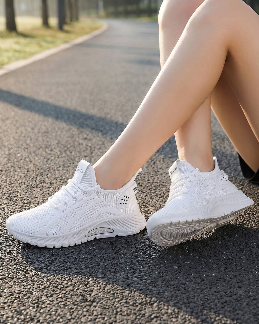 Lightweight Knit Walking Sneakers with Heel Pull-Tab