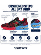 Air Cushion Knit Walking Sneakers with Heel Pull-Tab