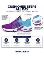Air Cushion Knit Walking Sneakers with Lace-Up