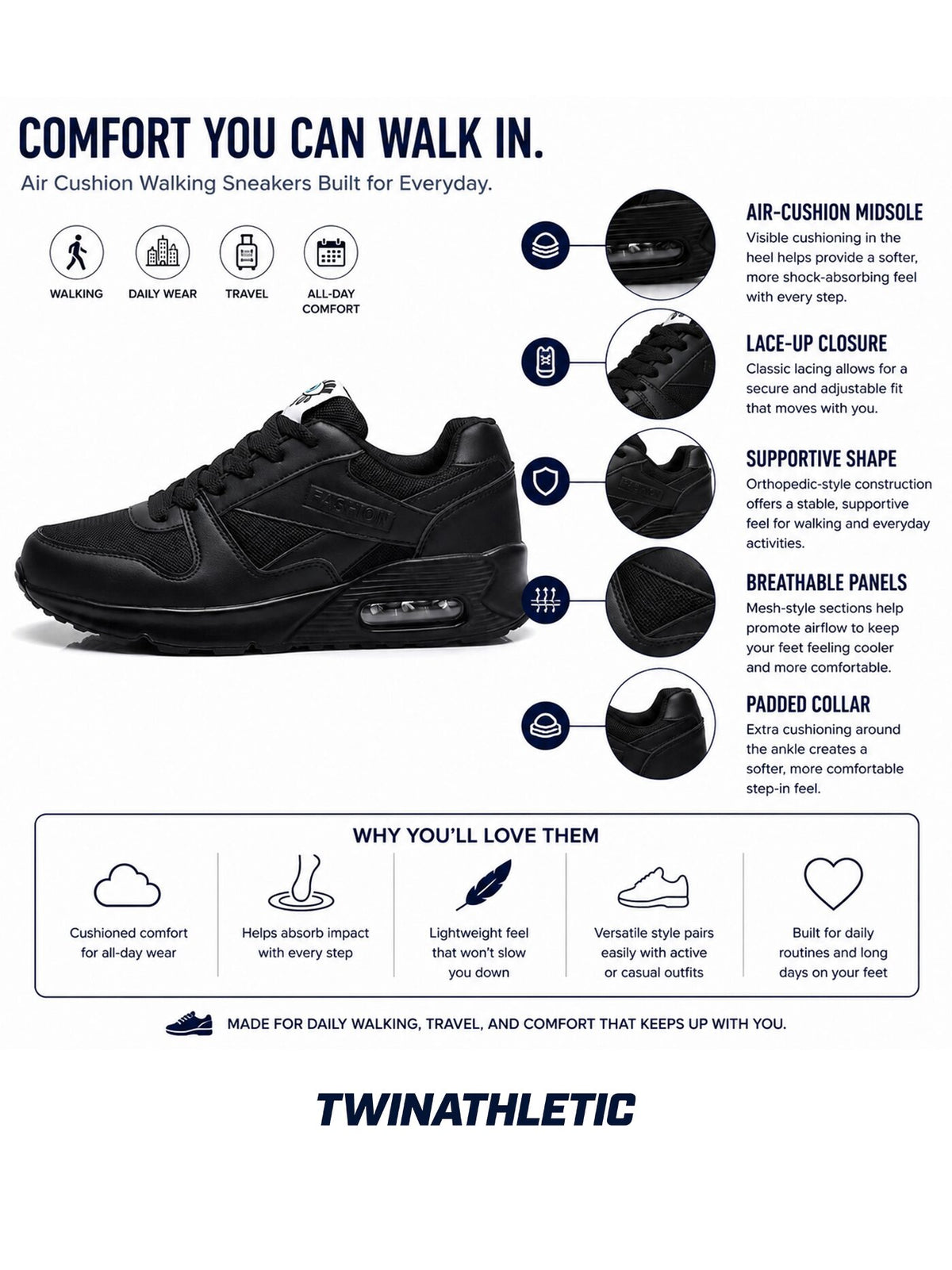 Air Cushion Walking Sneakers