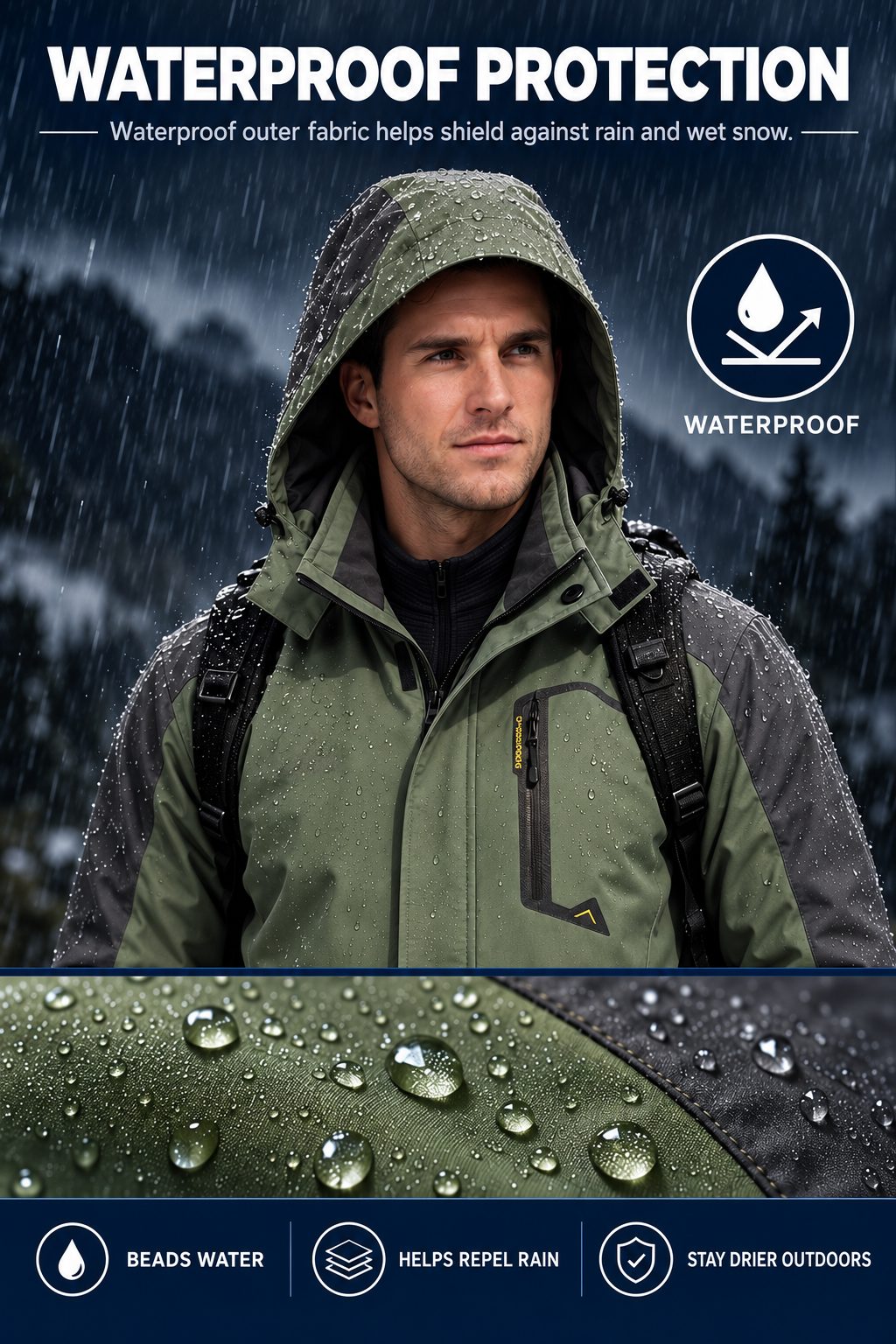 Insulated Waterproof Hooded Ski Jacket
