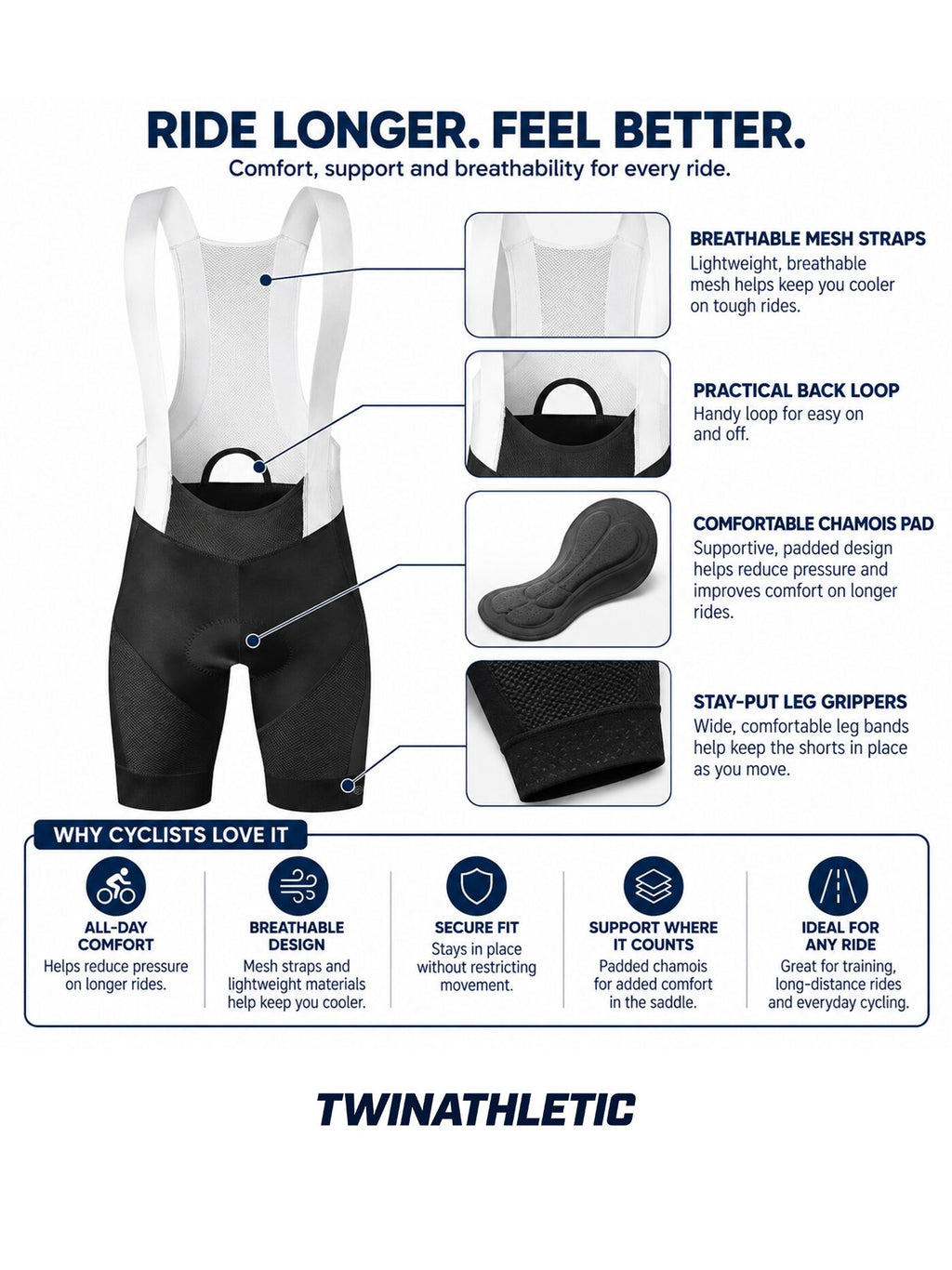 Cycling Bib Shorts with Mesh Straps and Chamois Pad