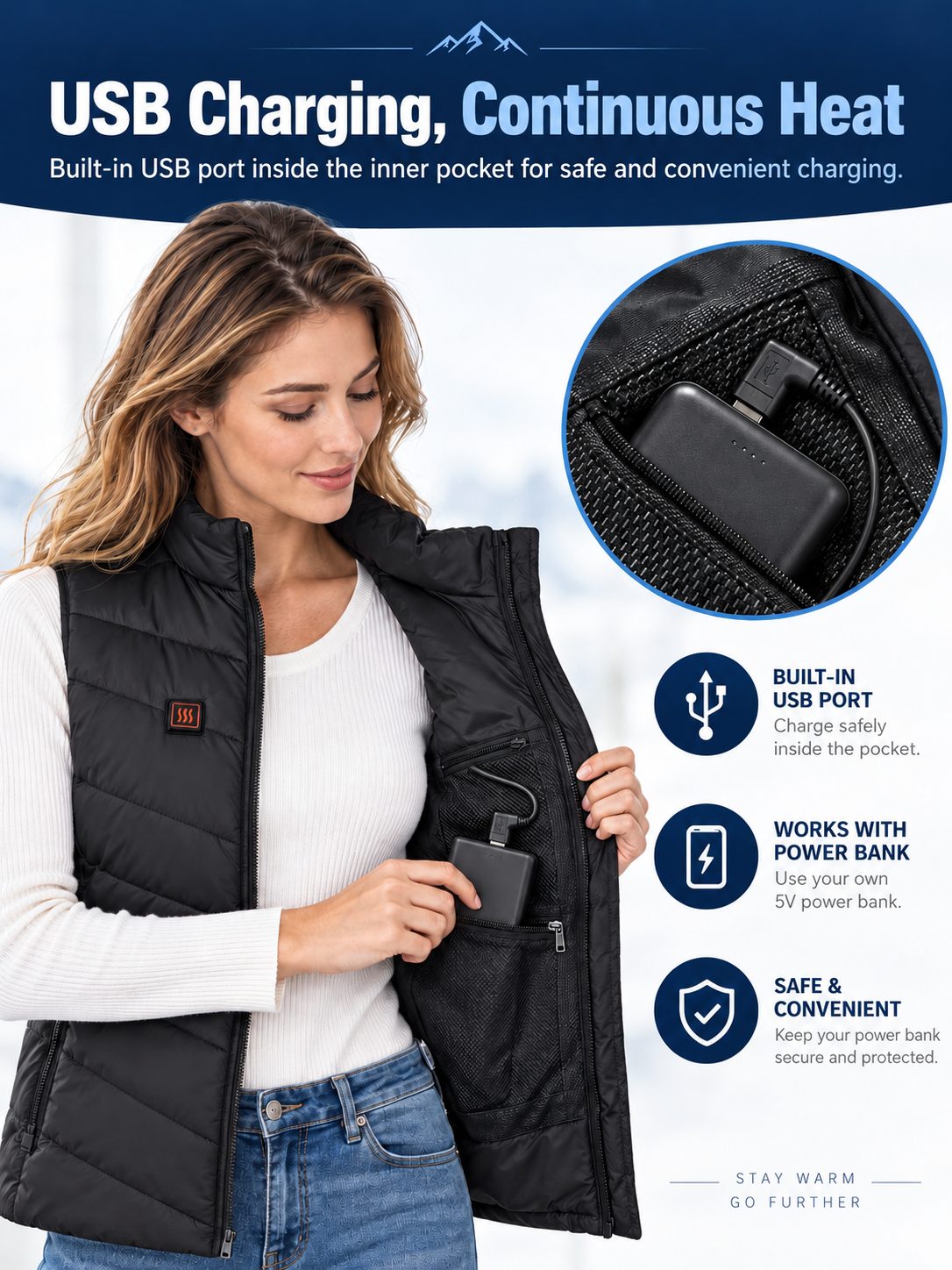 11-Zone Heated Vest with 3 Heat Settings