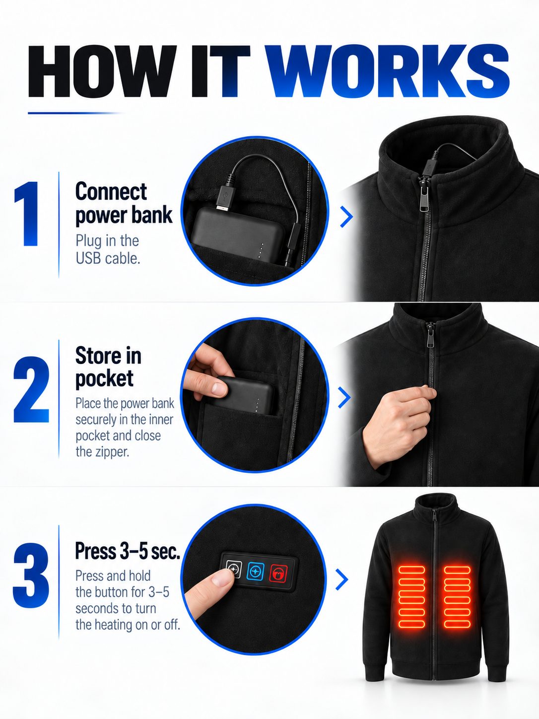 8-Zone USB Heated Fleece Jacket