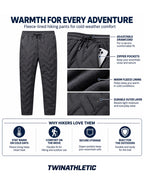 Fleece-Lined Hiking Pants with Zipper Pocket and Drawcord