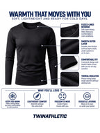 Fleece-Lined Thermal Crewneck Base Layer Shirts 3-Pack