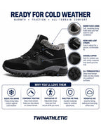 Fleece-Lined Winter Hiking Boots with Hook-and-Loop Straps