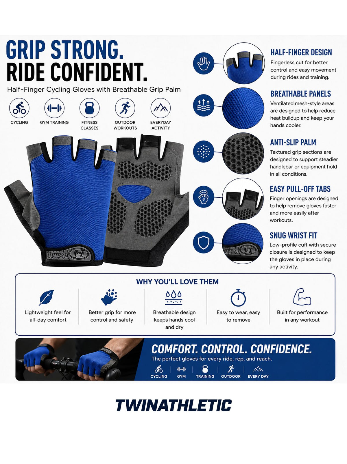Half-Finger Cycling Gloves with Breathable Grip Palm