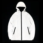 Night Reflective Hooded Windbreaker Jacket with Zip Pockets