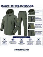 Hooded Hiking Jacket and Pants with Multiple Zipper Pockets