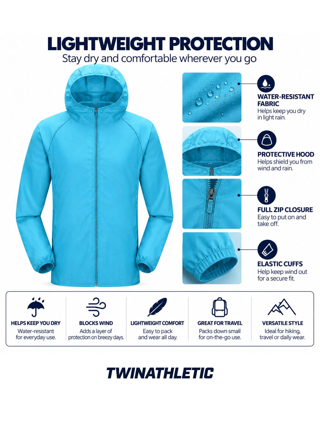 Lightweight Hooded Waterproof Jacket