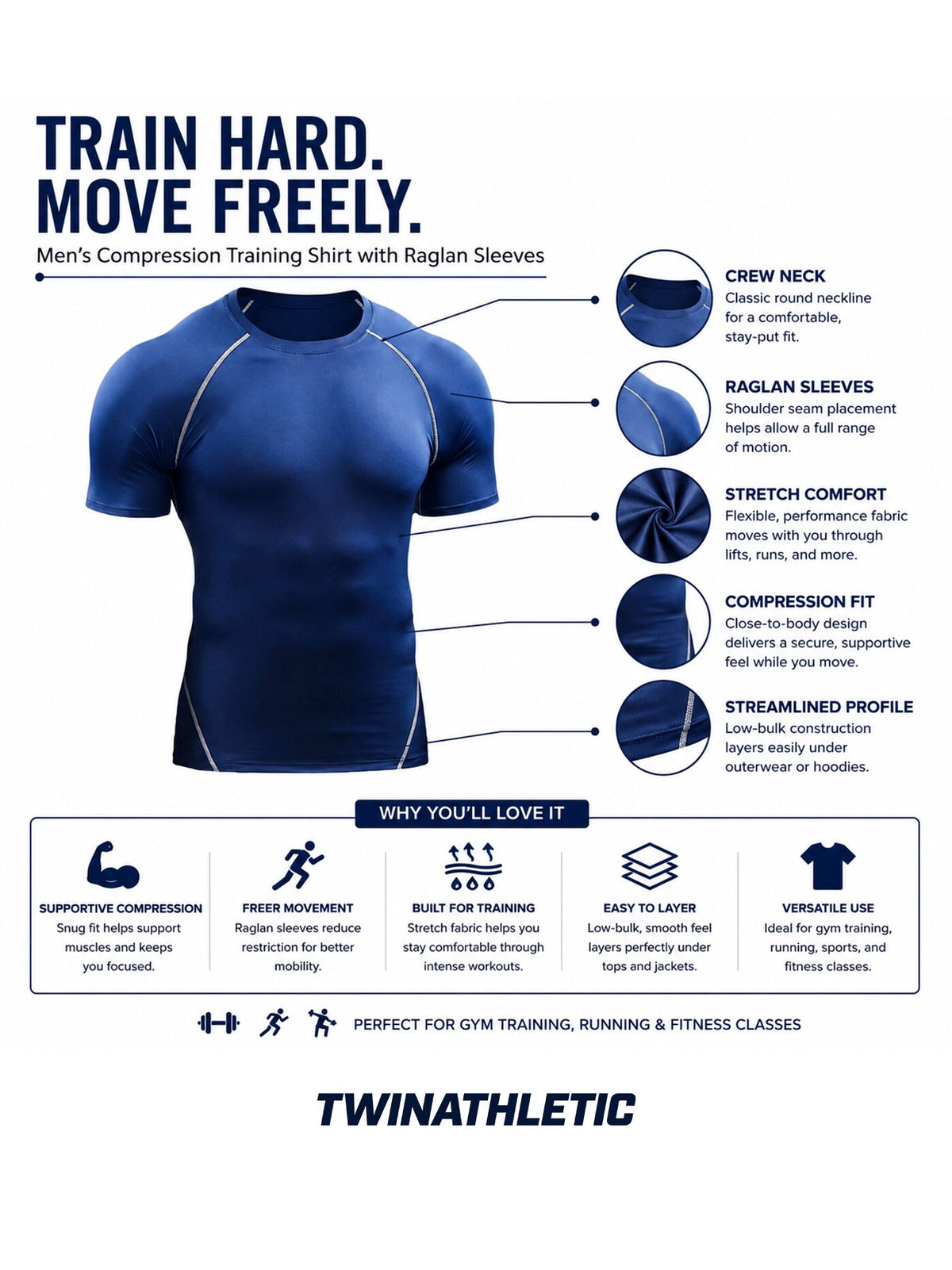 Men's Compression Training Shirt with Raglan Sleeves