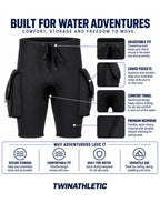 Men's Wetsuit Shorts with Cargo Pockets and Drawstring