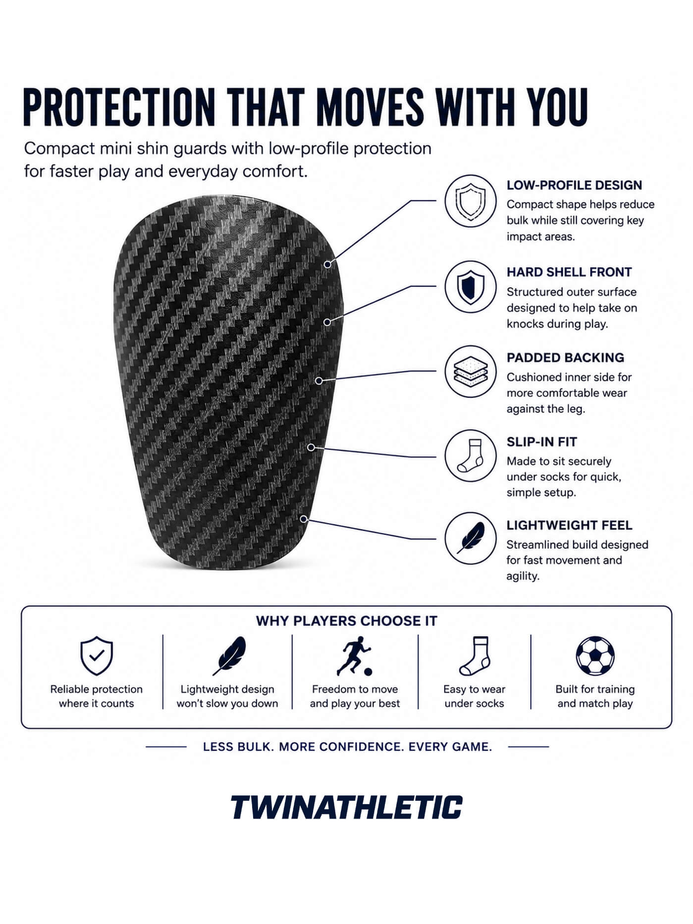 Mini Soccer Shin Guards with Low-Profile Protection