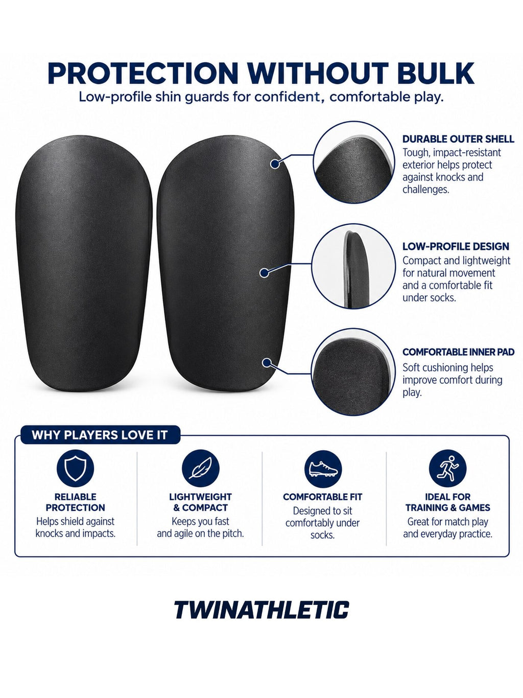 Mini Soccer Shin Guards with Low-Profile Shell