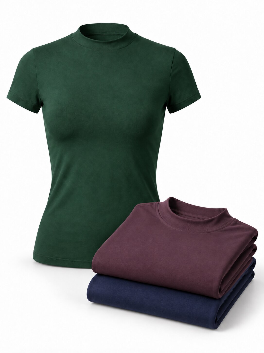 Women's Fitted High-Neck Training T-Shirts - 3-Pack