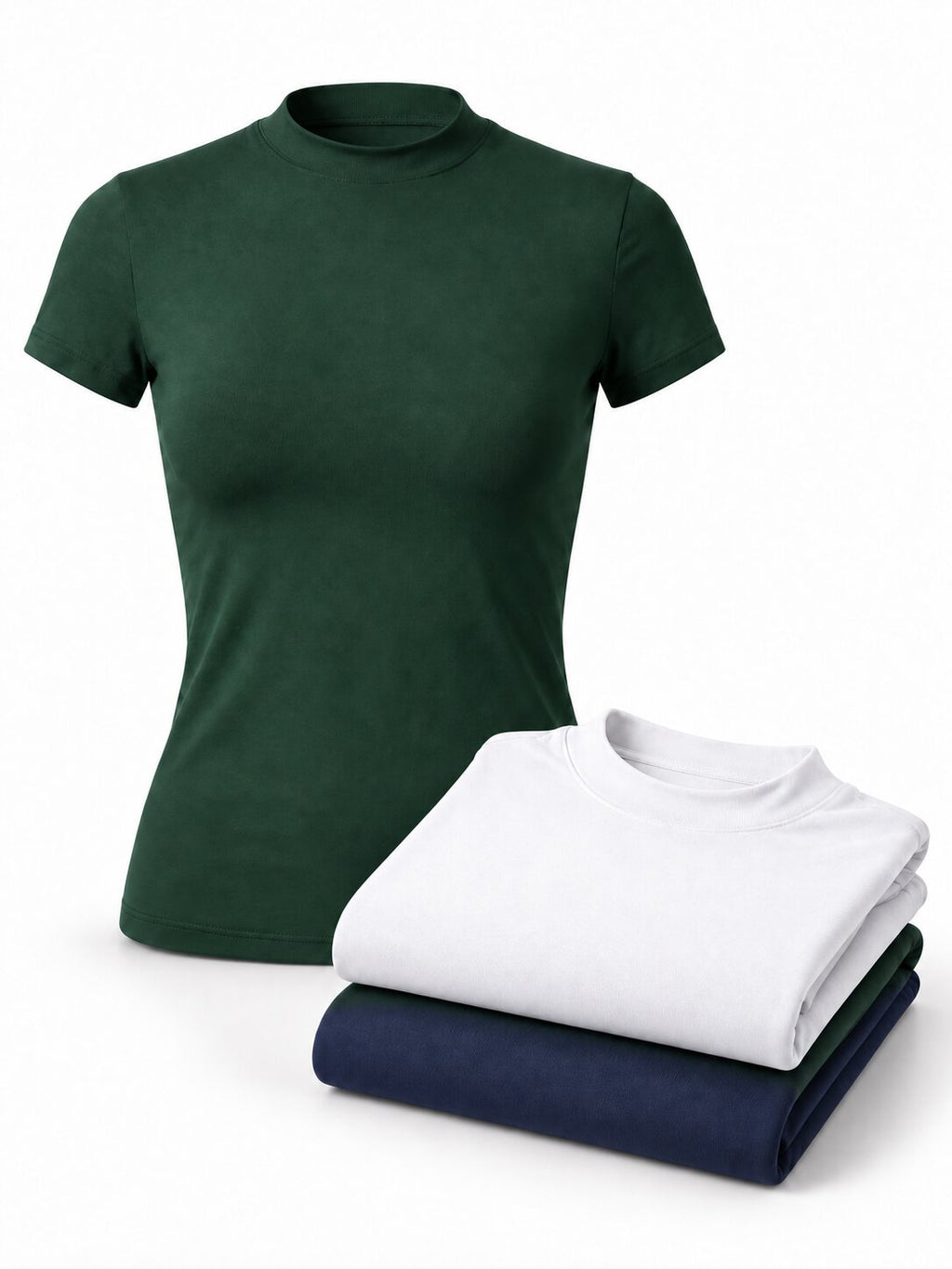 Women's Fitted High-Neck Training T-Shirts - 3-Pack