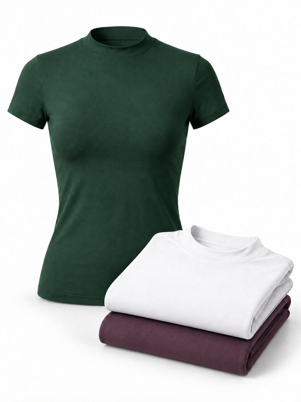 Women's Fitted High-Neck Training T-Shirts - 3-Pack