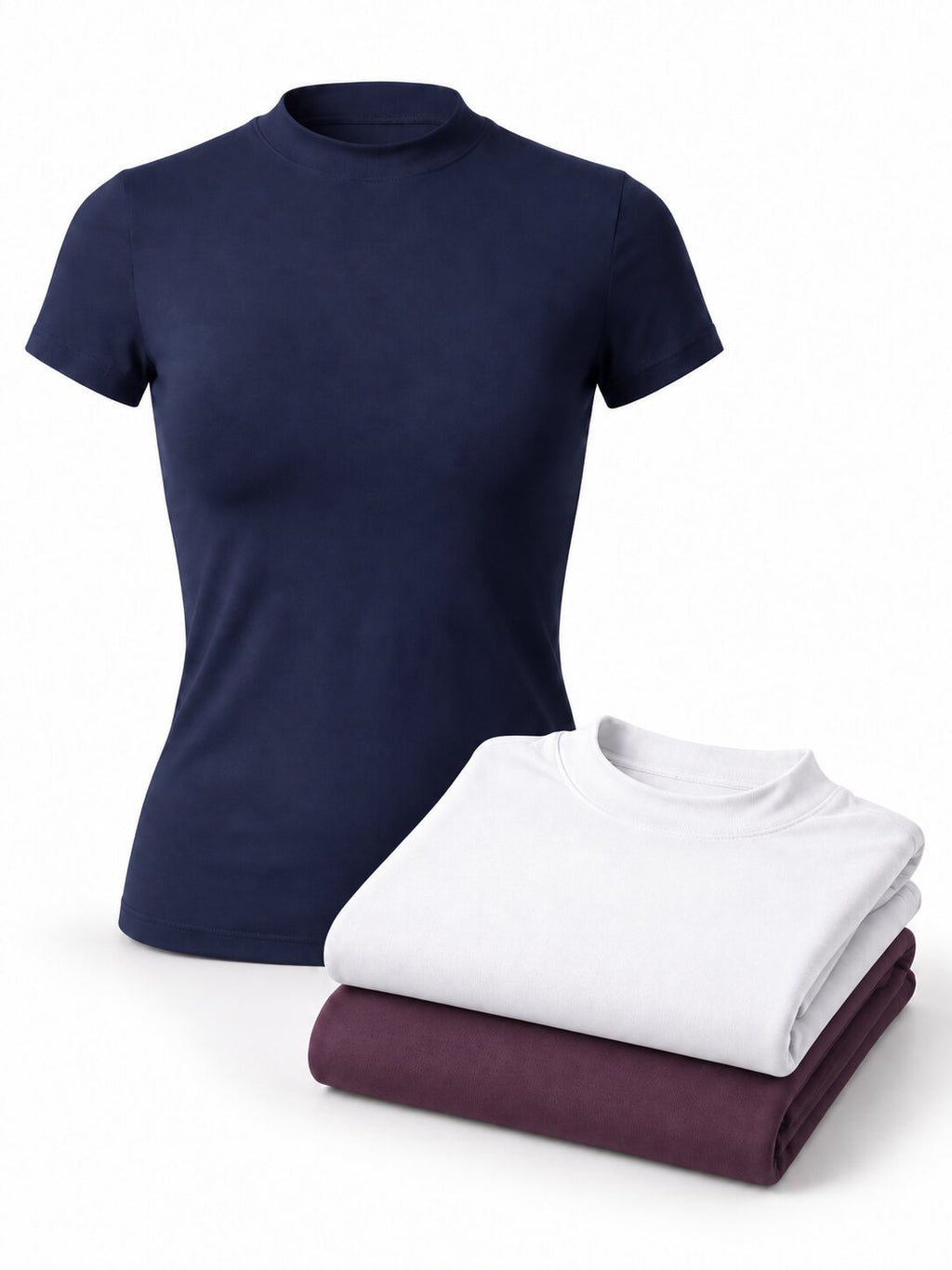 Women's Fitted High-Neck Training T-Shirts - 3-Pack