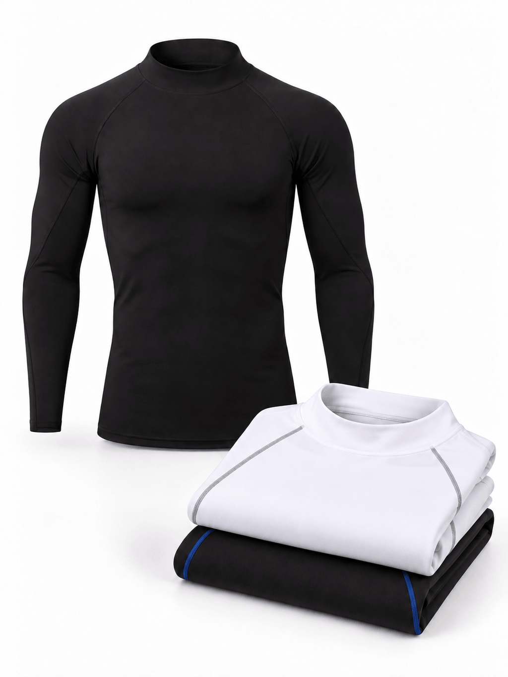 Muscle Fit Long Sleeve Training Shirt 3-Pack - Mock Neck