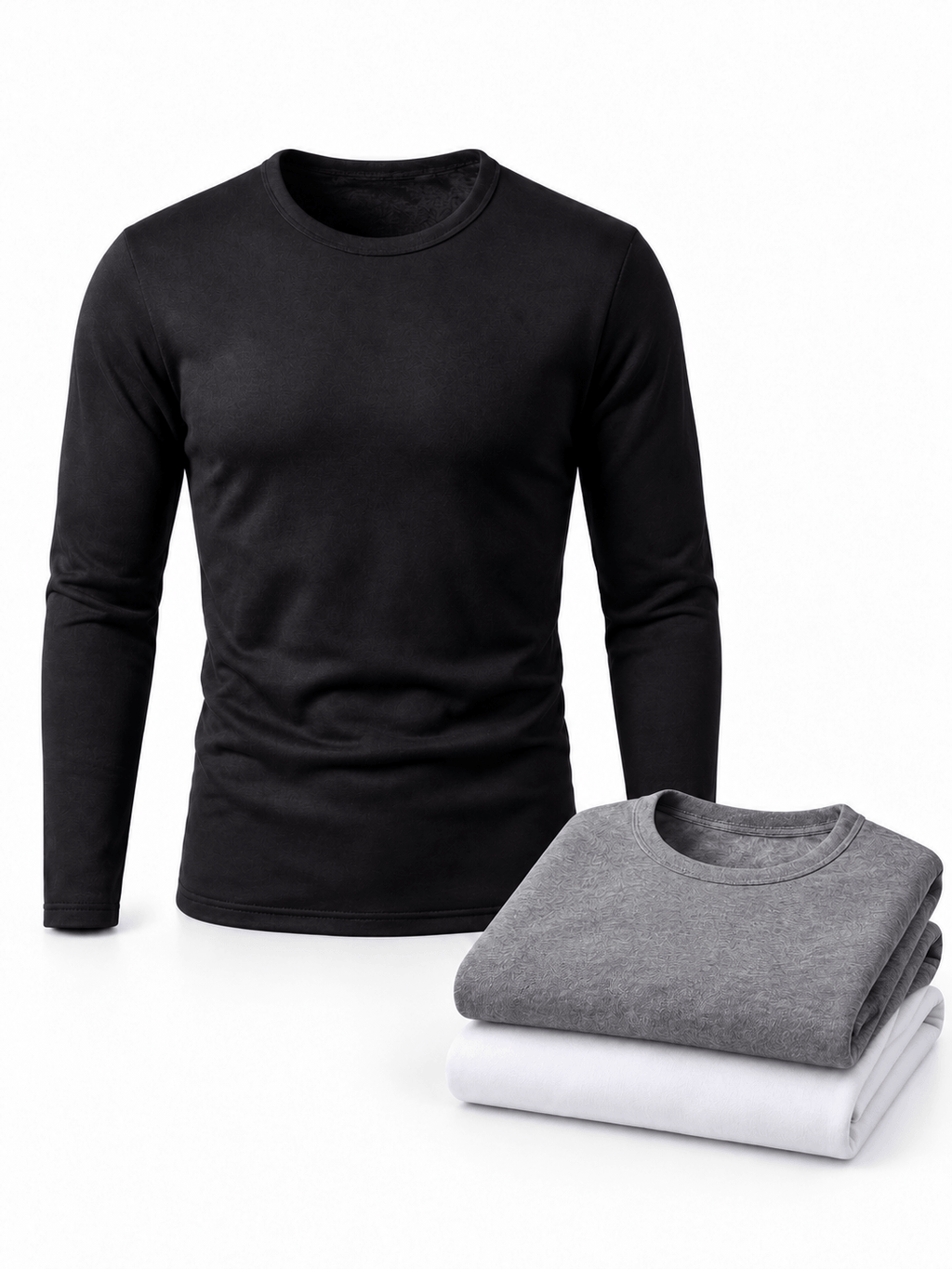 Fleece-Lined Thermal Crewneck Base Layer Shirts 3-Pack